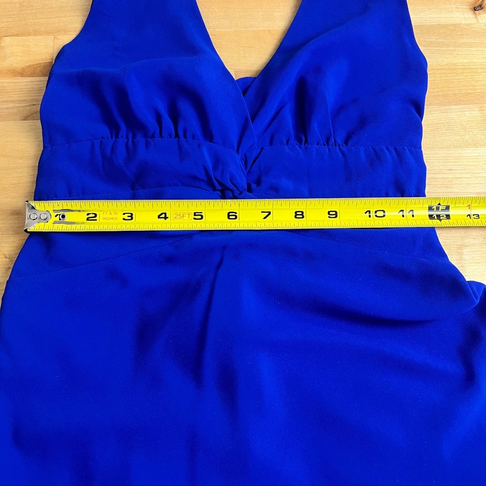 Lulus Dress Halter Mini Nailah Size XS Blue V-Neck Knot Skater Back Tie Chiffon - Picture 4 of 4